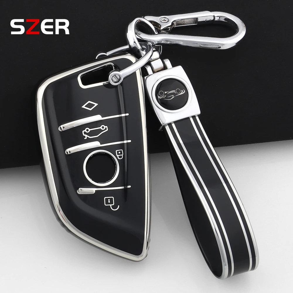 Schwarz TPU Auto Smart Key Fall Abdeckung Für BMW X1 X3 X5 X6 X7 1 3 5 6 7 Serie G20 G30 G11 F15 F16 G01 G02 F48 Schutz Schlüsselbund
