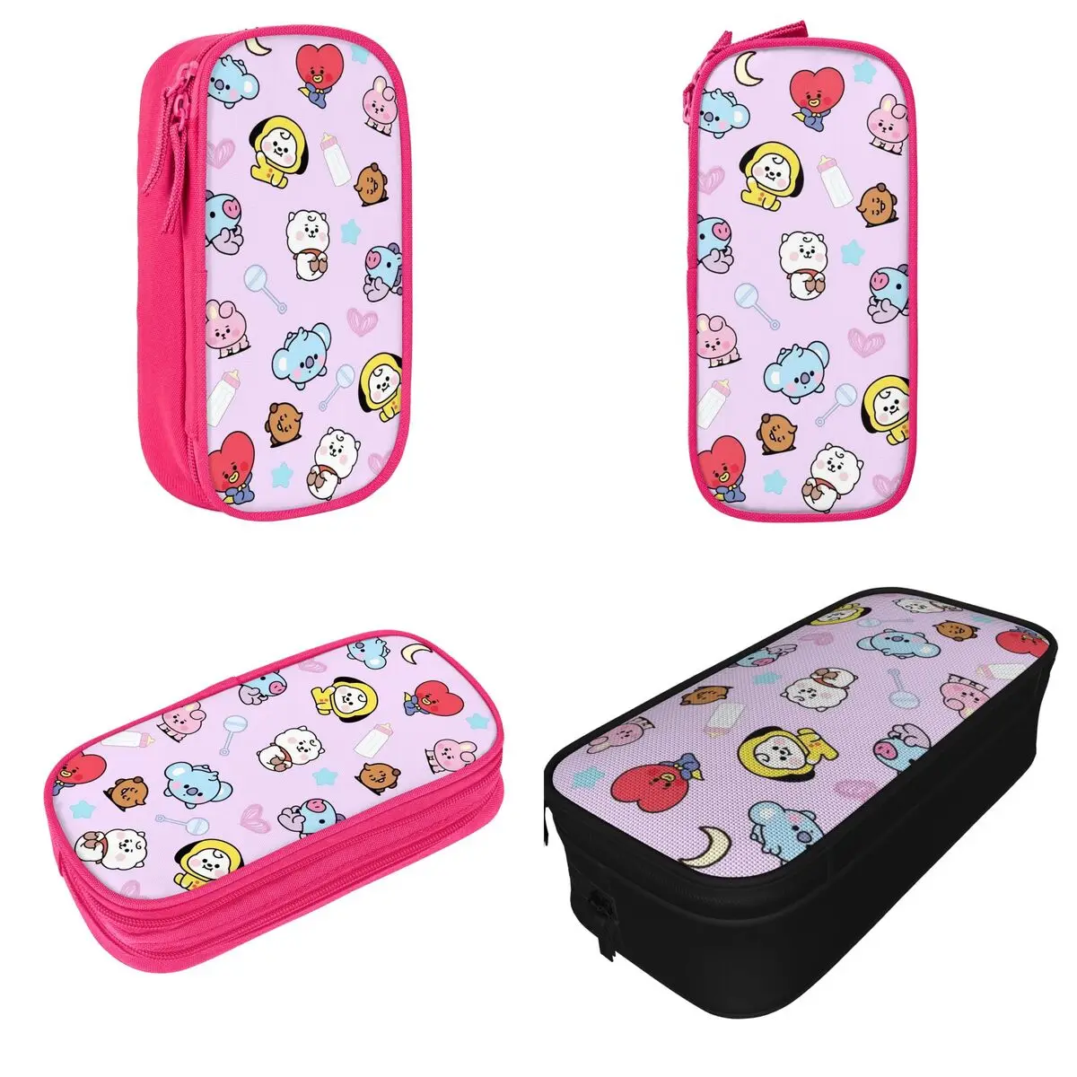 Imagem -02 - K-pop Lápis dos Desenhos Animados Caixa de Caneta para Meninas e Meninos Bolsa de Grande Capacidade para Estudantes Papelaria Kawaii Presente Escolar