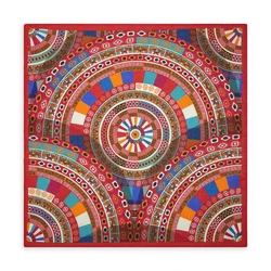 100% Katoen 55Cm Nationale Stijl Retro Geometrie Print Bandana Hoofddoek Hiphop Haarband Hals Sjaal Pols Hoofd Zakdoek