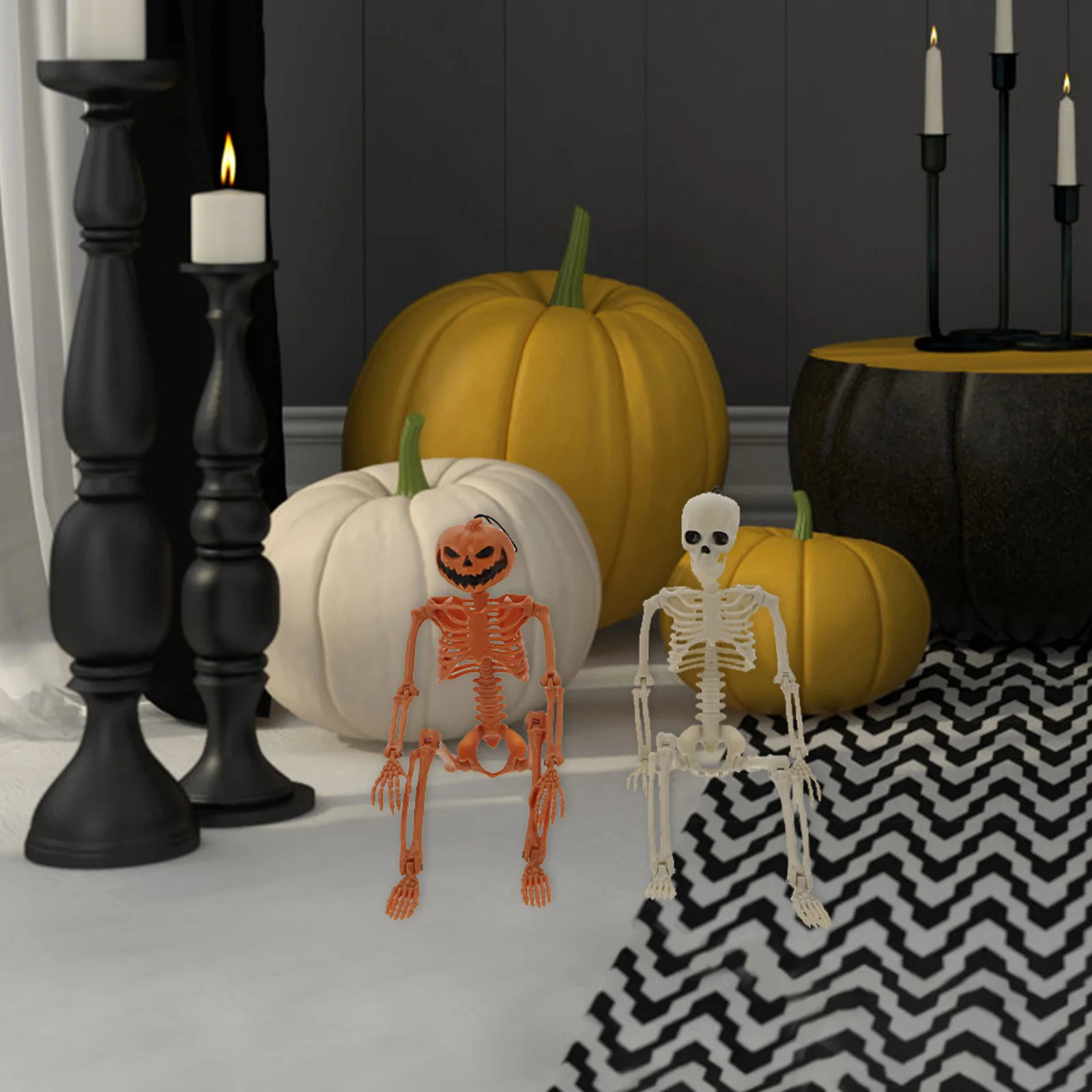 

2Pcs Skull Decoration Halloween Craft Realistic Halloween Supply for Party Haunted Creepy Scene