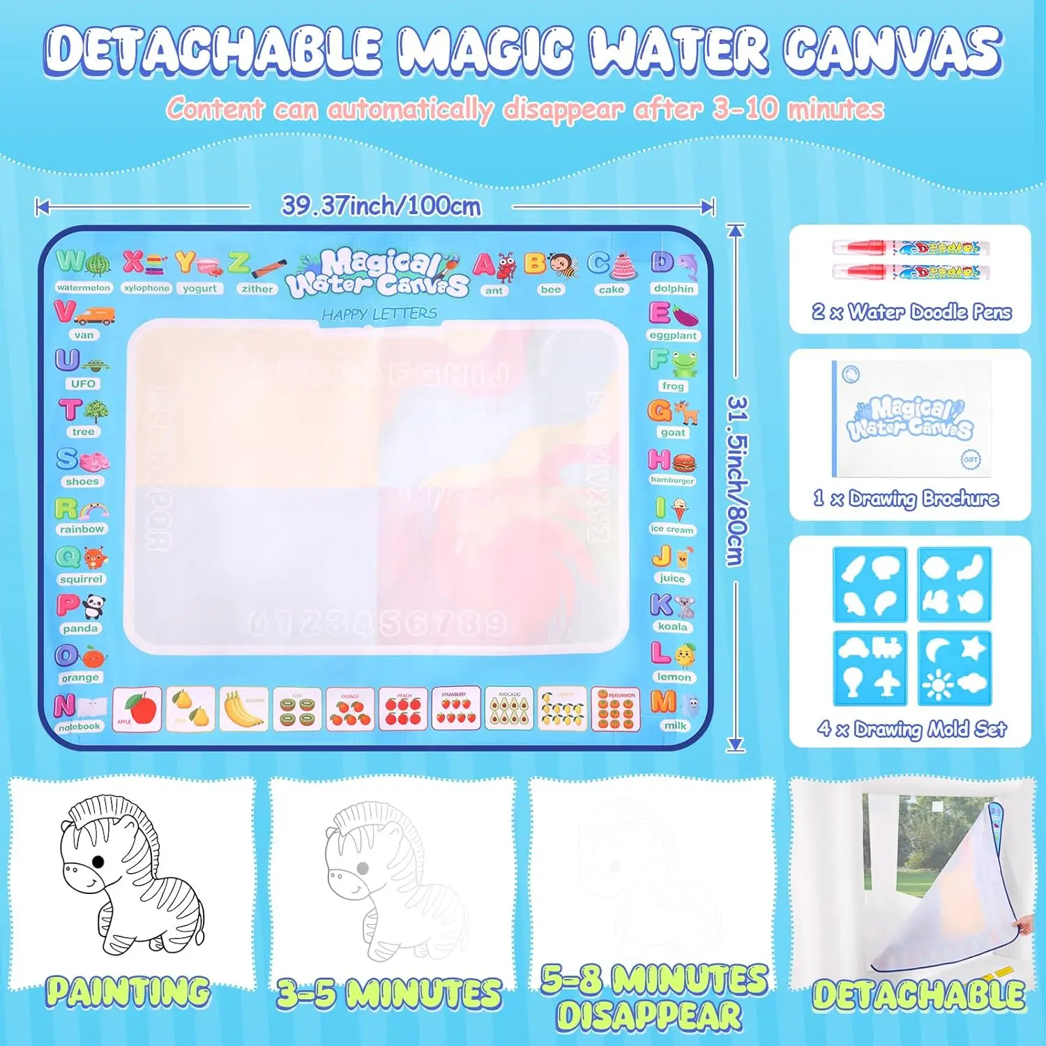 White Bounce House Indoor/Outdoor for Kids 2-8 with Balloons, Magical Water Canvas, Dart Target Balls, Bar Dart Set, Basketball,