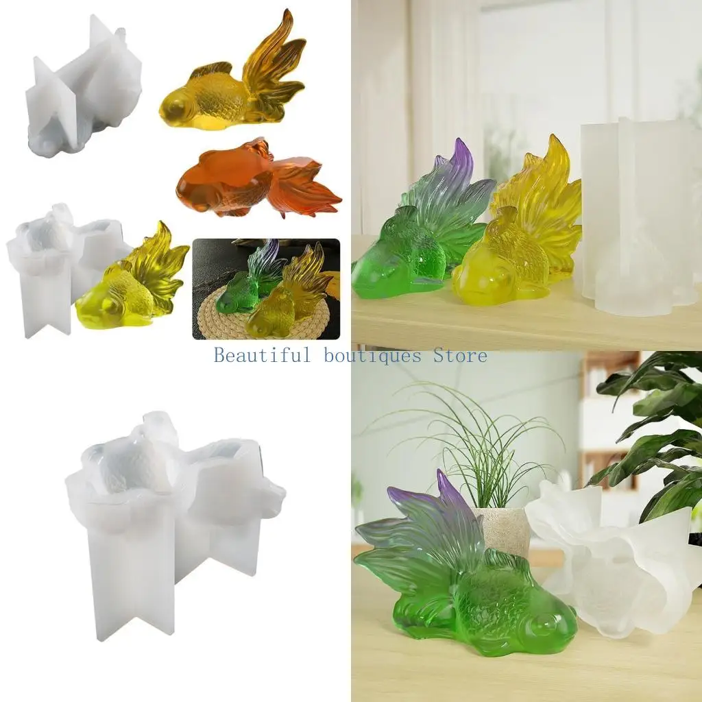 

U4LF Large Goldfish Ornament Crafts Silicone Mold Jewelry Epoxy Casting Jewelry Tool Making Resin Diy Craft Home Decoration