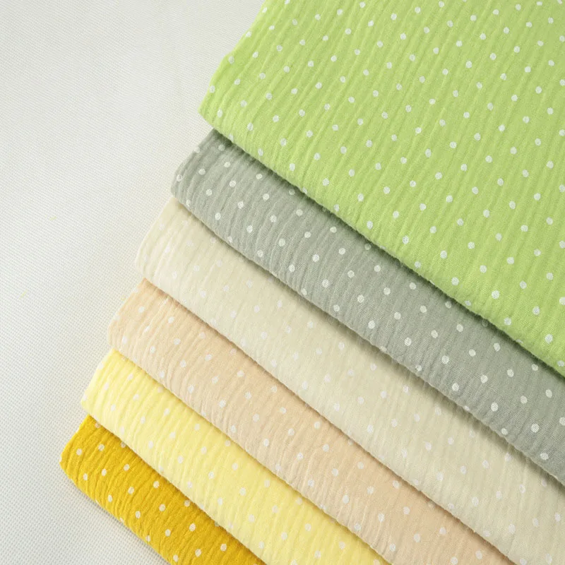 Soft dot Print Cotton Sewing Fabric Crepe Double Layer Gauze Cloth Cotton Skirt Pajama Cotton Fabric 100*135cm