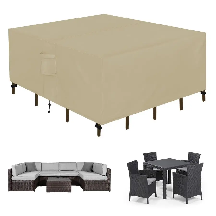 

Square Patio Furniture Cover Waterproof Outdoor Dining Table and Chair Cover AntiUV Outside Sectional Sofa Set Covers 126L x 126