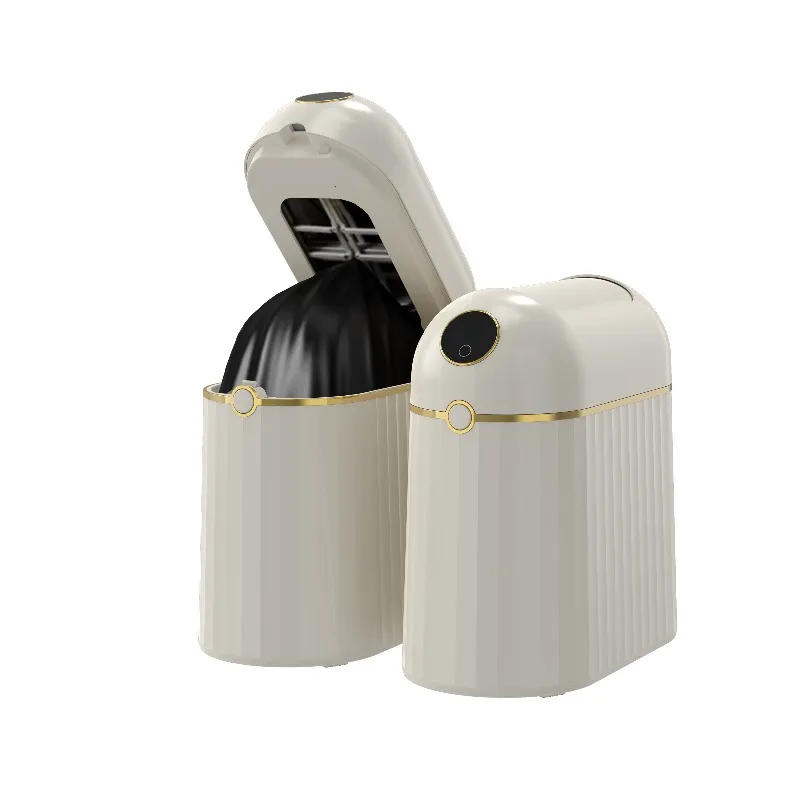 

Automatic packaging self-sealing smart trash can 10L, with side-by-side lids, suitable for household non-contact