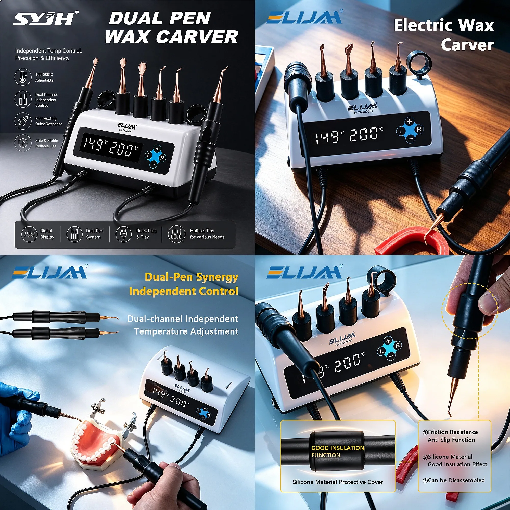 New Dentals Electric Dual Pen Max Carver Digital Display with 6 Tips Dentistry Lab Equipment