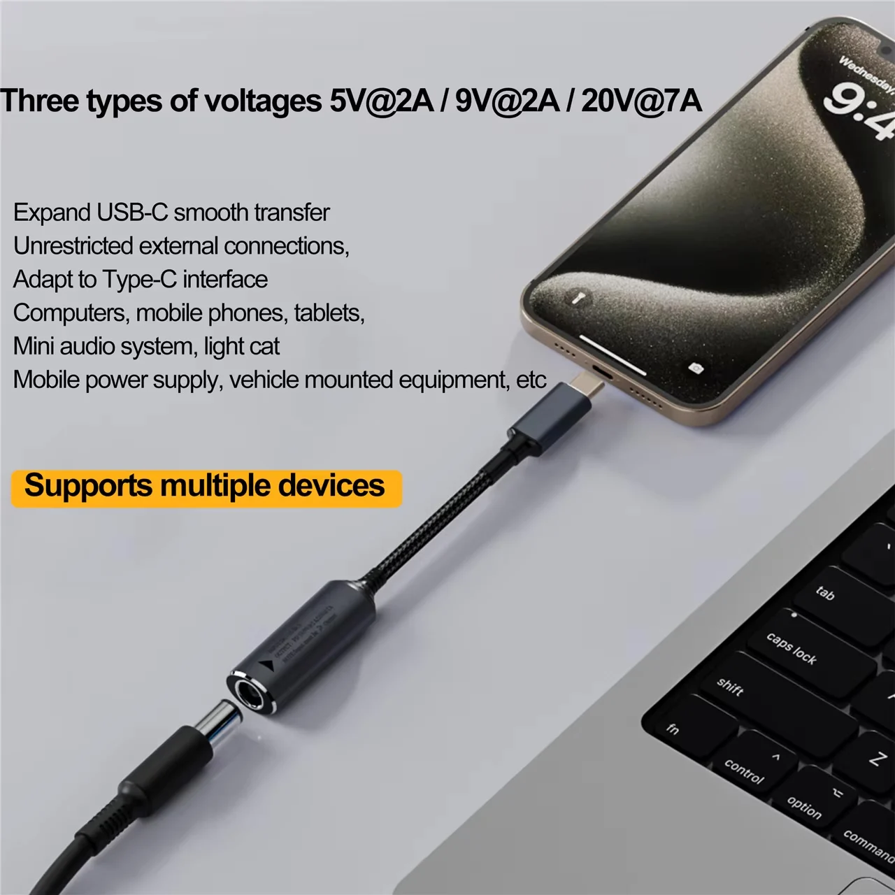 140W Universal Laptop 5V 9V 20V  DC Female to USB C Type C PD Power Adapter Converter Fast Charging Cable for Macbook Huawei