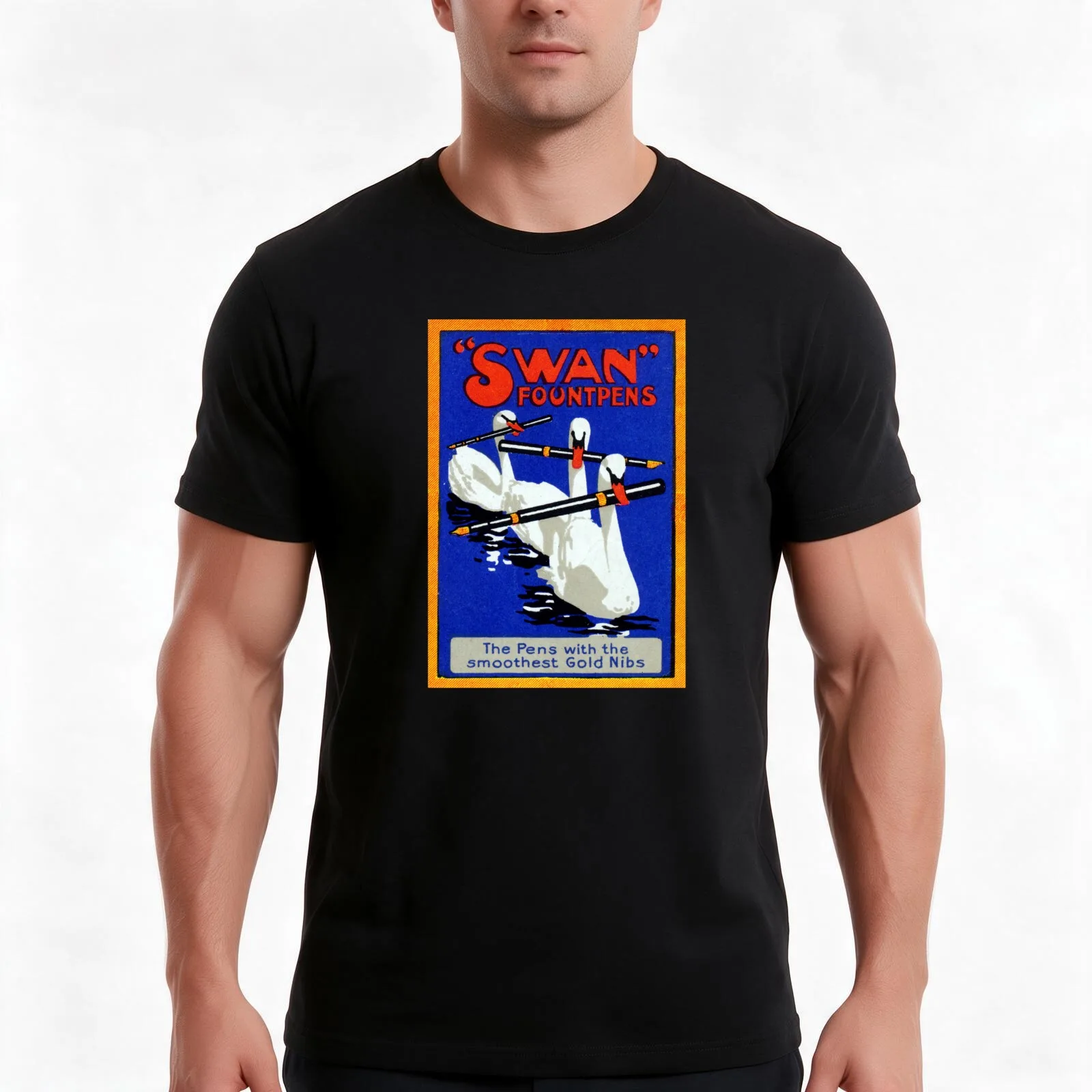 1920 Swan Fountain Pens T-Shirt Summer Casual Cotton Tee Oversized Streetwear Tops Vintage Graphic Print Unisex Men Women
