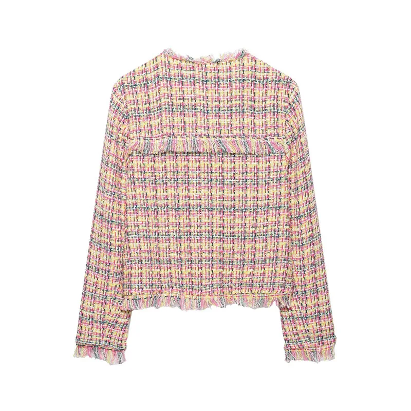 Women's coarse tweed tassel jacket 2026 new spring and autumn small fragrant style long sleeved top