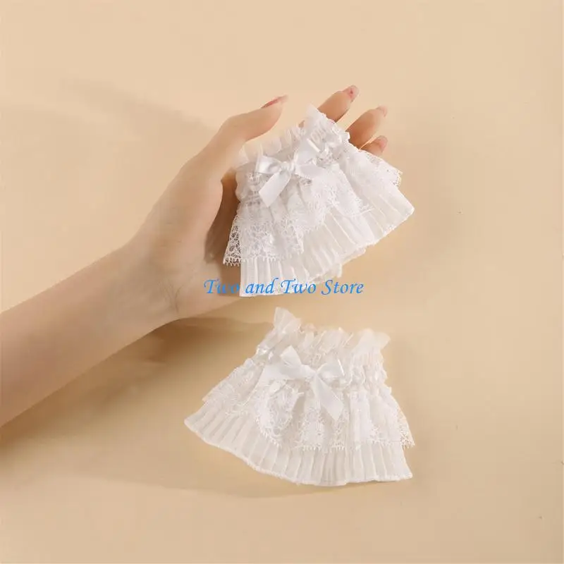 HX6F Nails Photography Wrist Cuffs Lightweight Floral Fabric With Elegant Lace