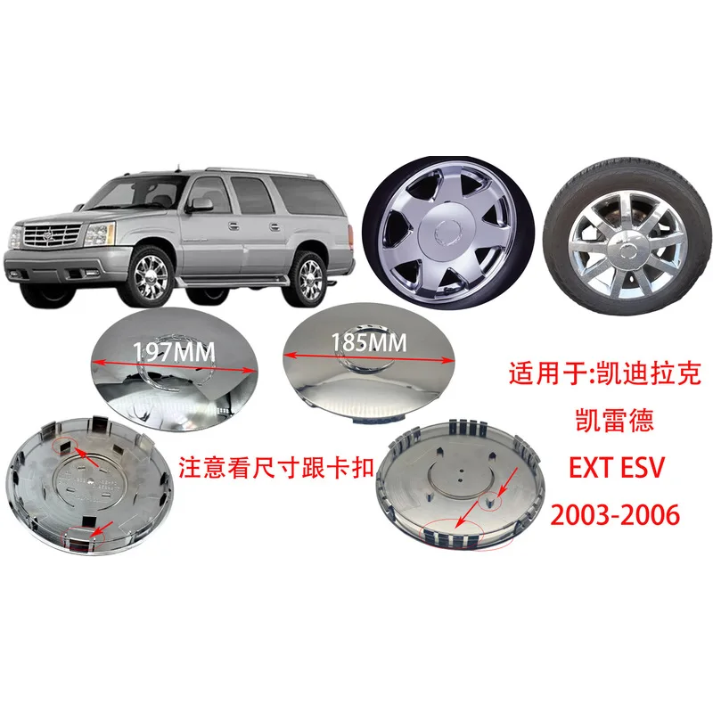 4Pcs Hubcaps For Cadillac Escalade EXT ESV 2003-2006 Wheel Rim Center Cover Protector