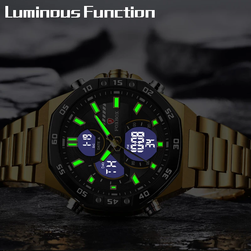 LIGE Luxury Watch Men Digital Dual Display Chronograph Military Sport Mens Watch Waterproof Calendar Quartz Watches Reloj Hombre