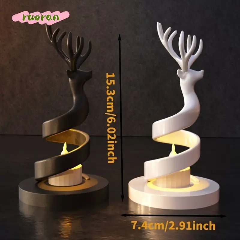 3D Printed Elegant Spiral Reindeer Small Candle Stand Tabletop Fireplace Christmas Decoration