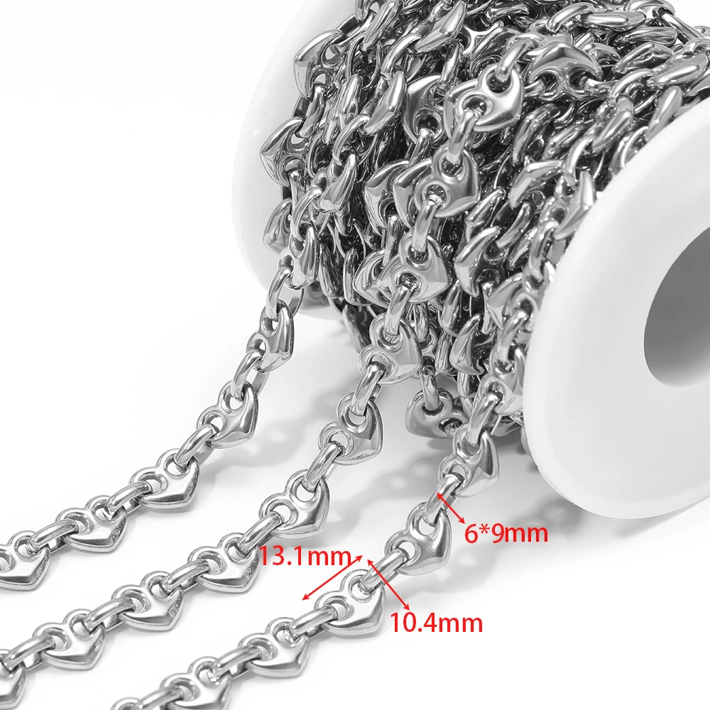1 meter roestvrijstalen grote hartkettingen vergulde kettingen voor doe-het-zelf punk sieraden maken handgemaakte ketting armband benodigdheden