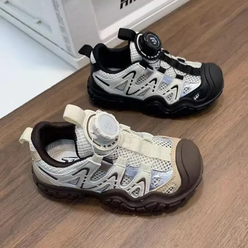2026 New Anti-collision Head Kids Sneakers Single Mesh Breathable Low Top Casual Shoes Cute Button Design Sports Footwear Boys