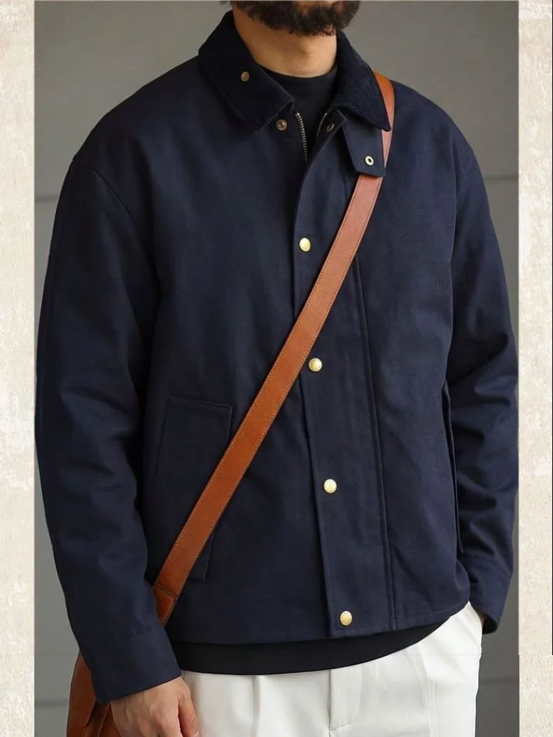 Men's Safari Cargo Jacket American Vintage Lapel Collar Snap Button Coat Spring Fall Techwear Workwear Casual Outerwear