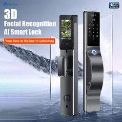 SmaerDer Smart Lock 3D Facial Recognition Lock ลายนิ้วมือแม่เหล็กการ์ดรหัสผ่านอัตโนมัติล็อคอิเล็กทรอนิกส์พร้อมกล้อง