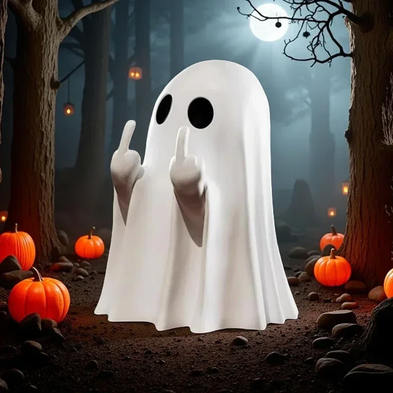 Mittelfinger-Geisterstatue Kaffeetisch-Geisterstatue Kleine Halloween-Deko Niedlicher Geist Entzückende Horrorfigur Deko – Detail 4