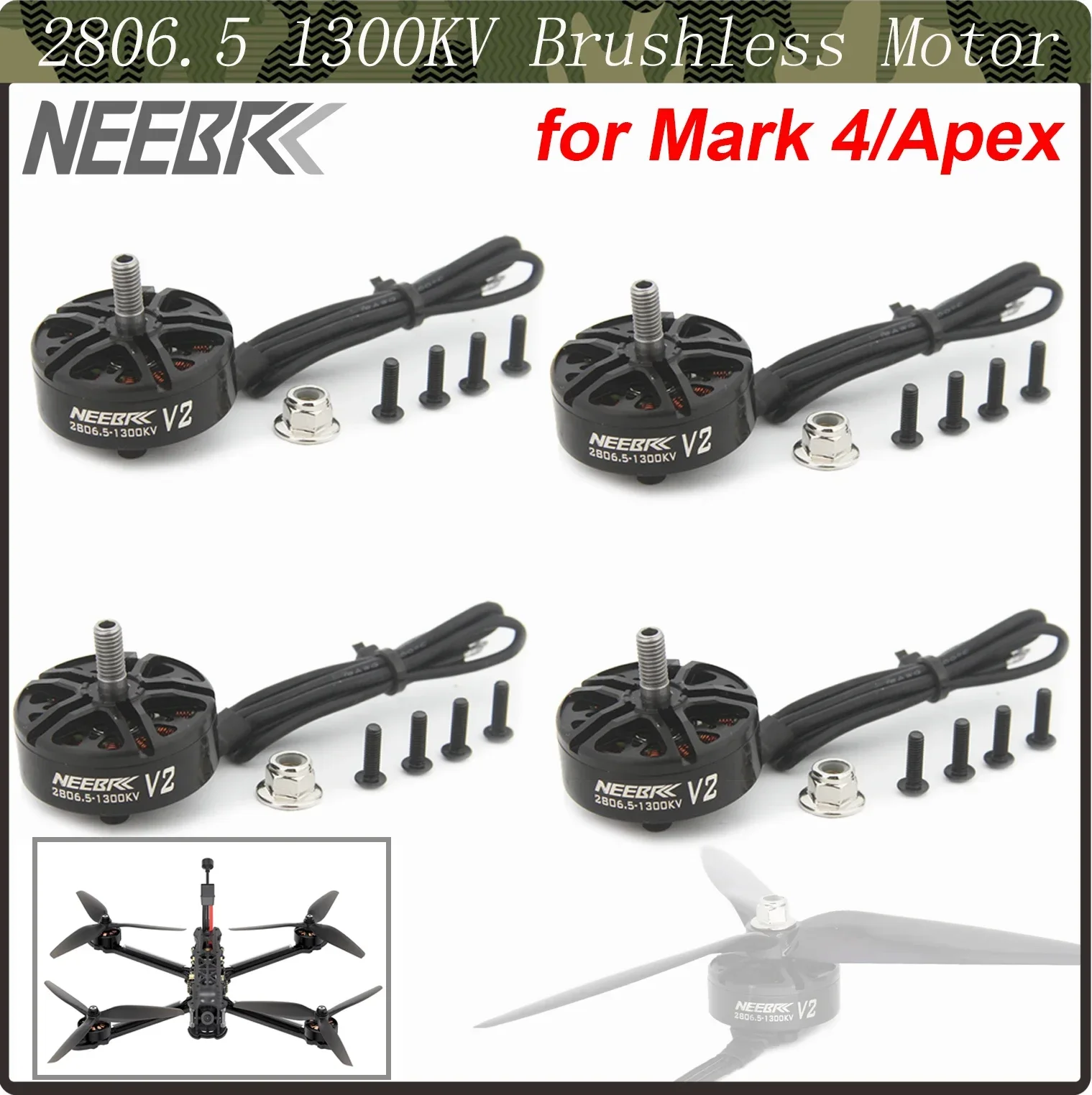 NEEBRC 2806.5 2807 1300KV Brushless Motor 3-6S for APEX Mark4 Mark5 7/ 8/10inch FPV Racing Drone Freestyle Quadcopter Multicopte