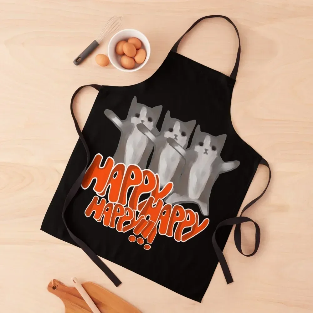 

Happy happy happy cat Apron Things For Kitchen Men gift Beauty Apron