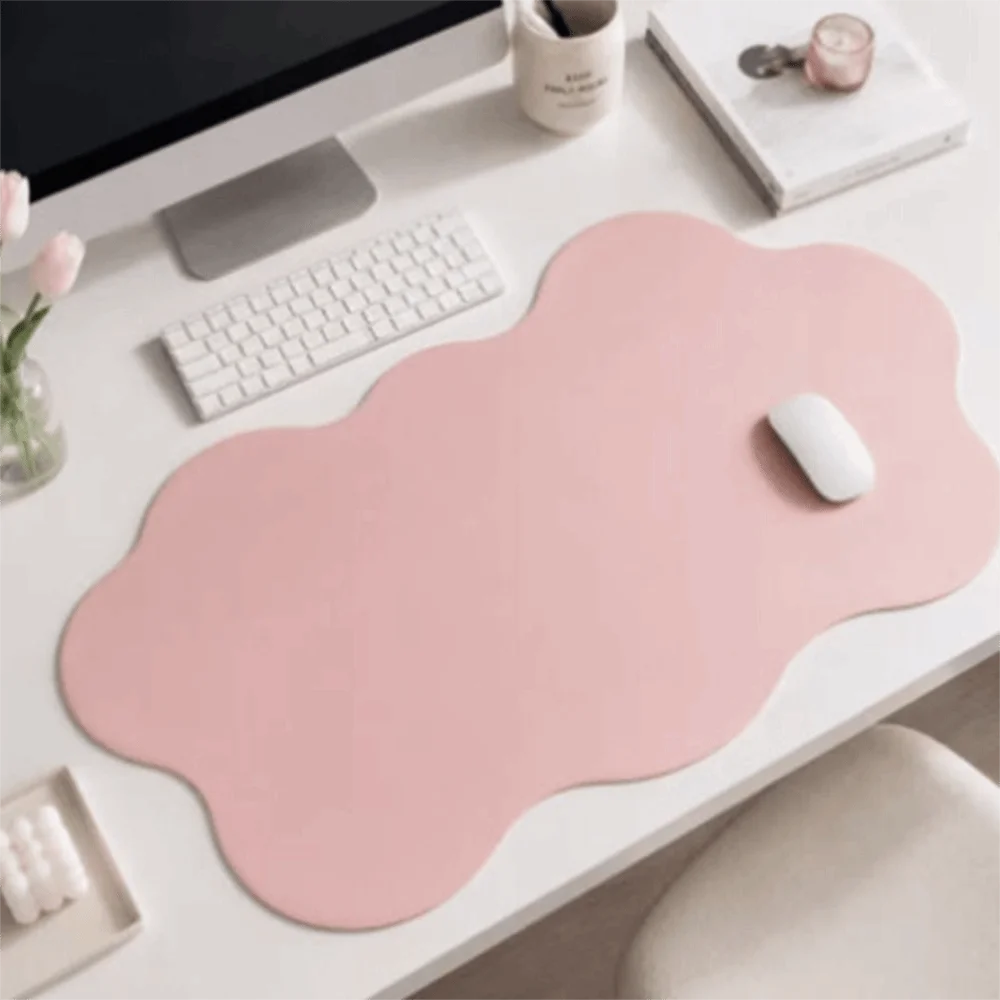 Simple y2k Kawaii Pink Hand-Painted Girl Leather Table Mat Waterproof New Leather Gaming Keyboard Mat For Ins Hearts Office Mat