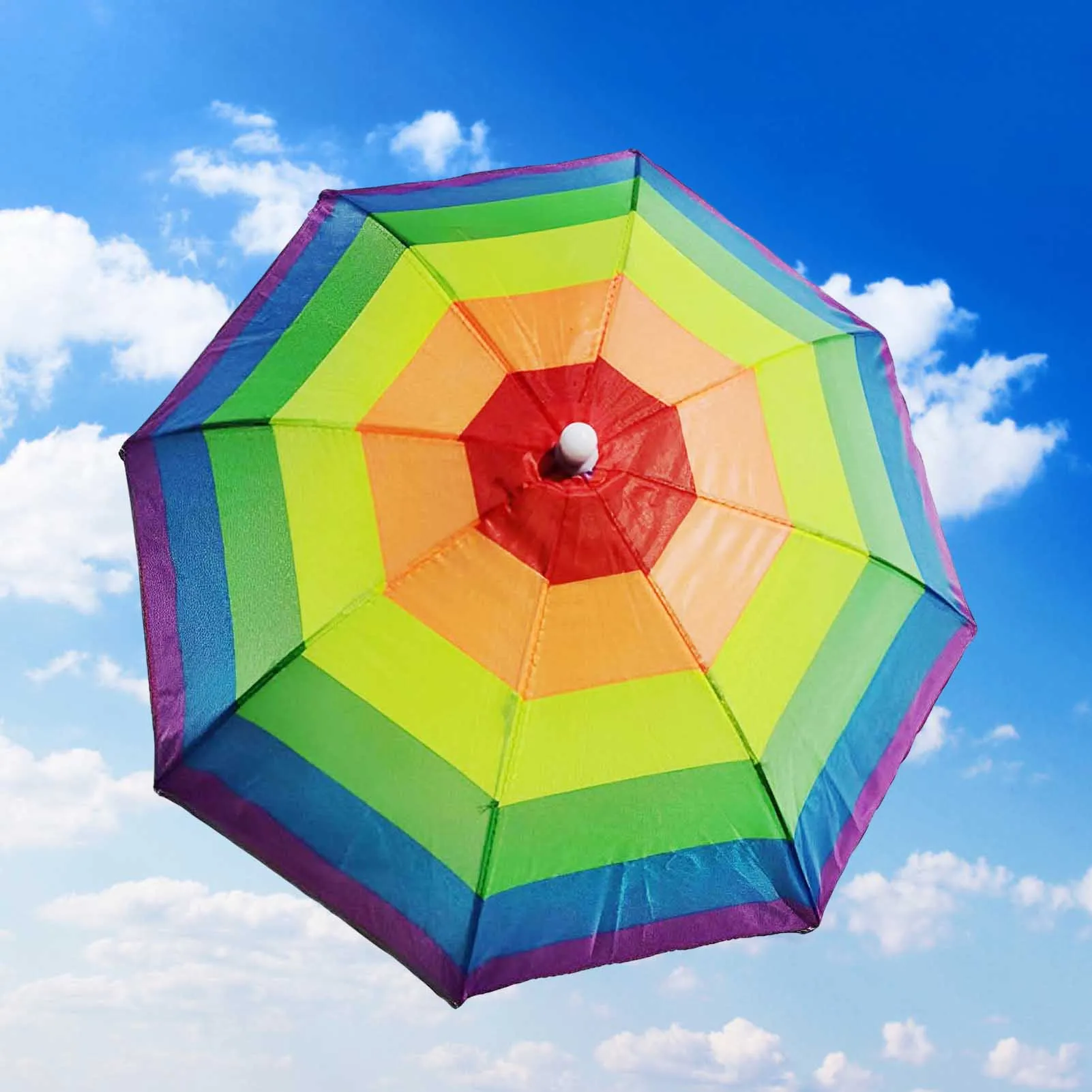 Rainbow Umbrella Hat Umbrella Hat with Elastic Band Fishing Umbrella Hat for Outdoor Party Beach Hiking