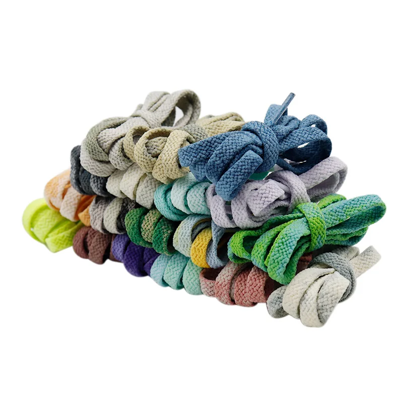 Weiou Lace 20 Pretty Colors Thickness Tie-dye Ropes 8MM Flat Type Artistic Sneaker Boots Cord 60-180CM Shoe Accessory Wholesale