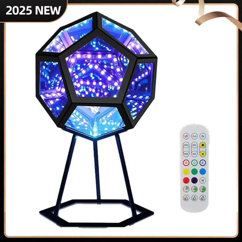 

AMETAL Mirror Light, Infinite Dodecahedron Light For Gaming Room Decor 3D Cube Cool RGB Color Changing Night Lighting