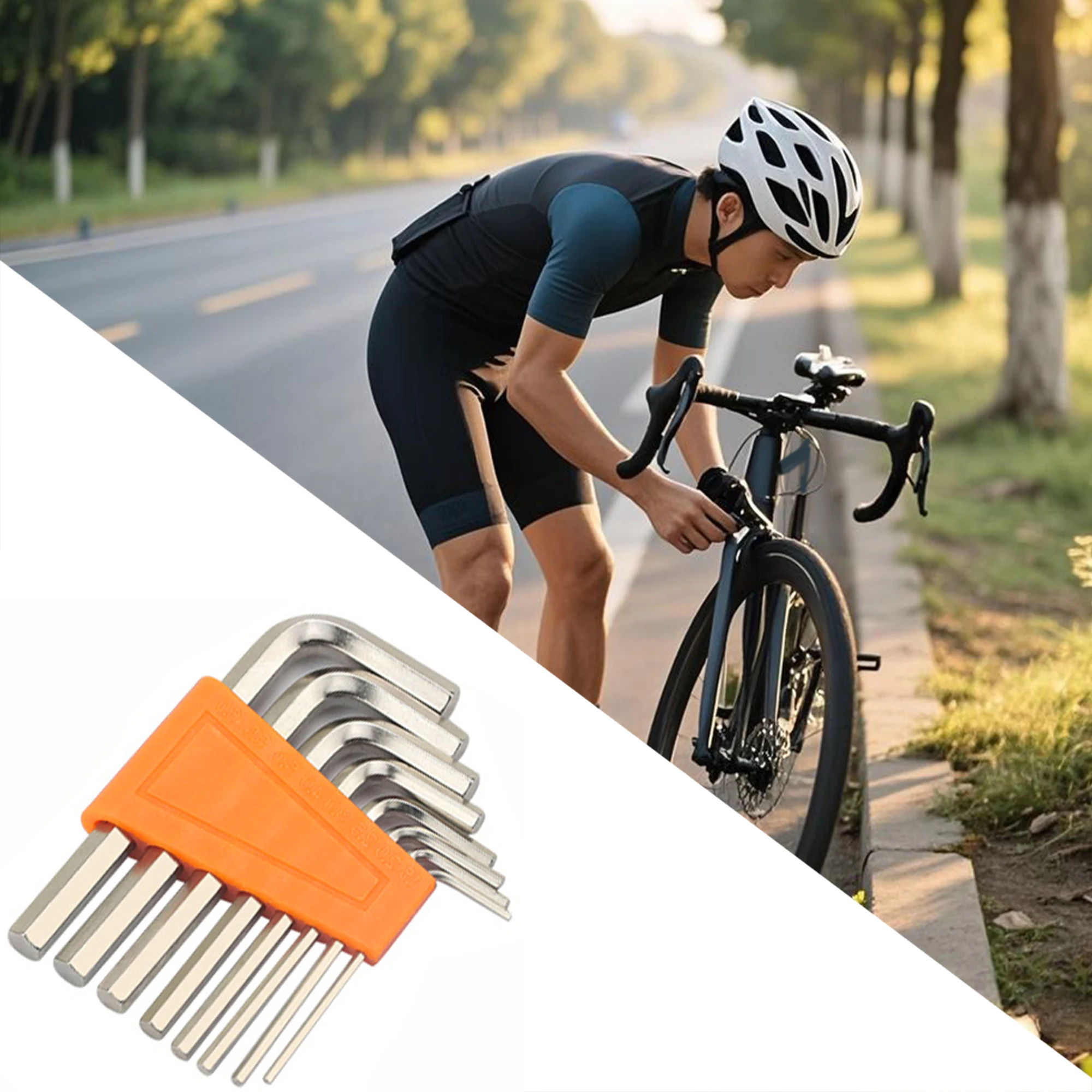 8Pcs Fahrrad Inbusschlüssel Set Sechskant Spanner Flache Kugel Öffnung Schlüssel MTB Rennrad Reparatur Tool Kit 1,5/2/2,5/3/4/5/6mm