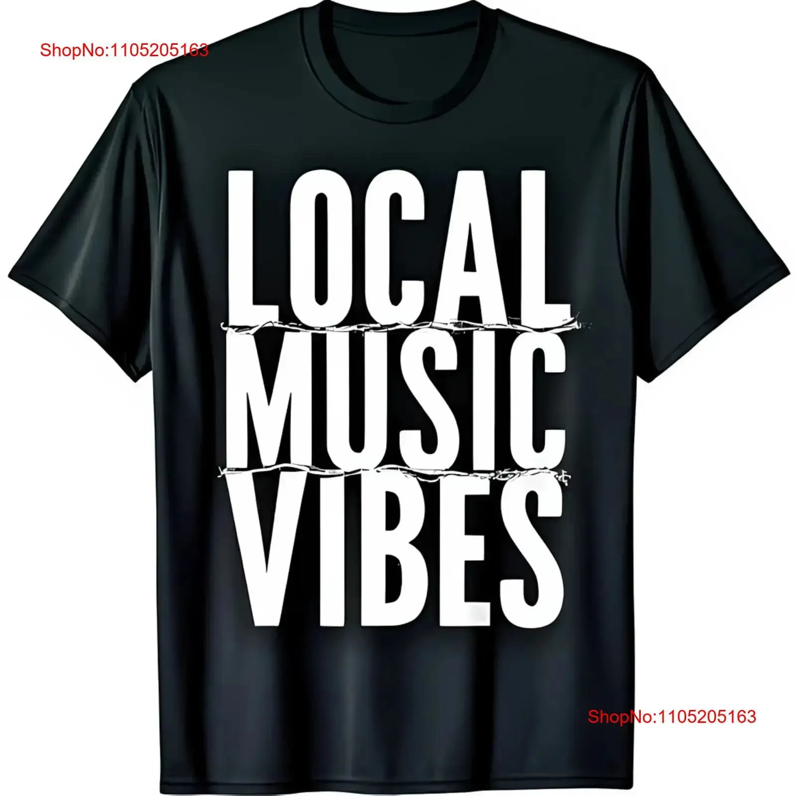 Local Music Vibes Black T Shirt with Barbed Wire Casual Comfort vintage Washed Stretched Versatile Soft Breathable Slightly