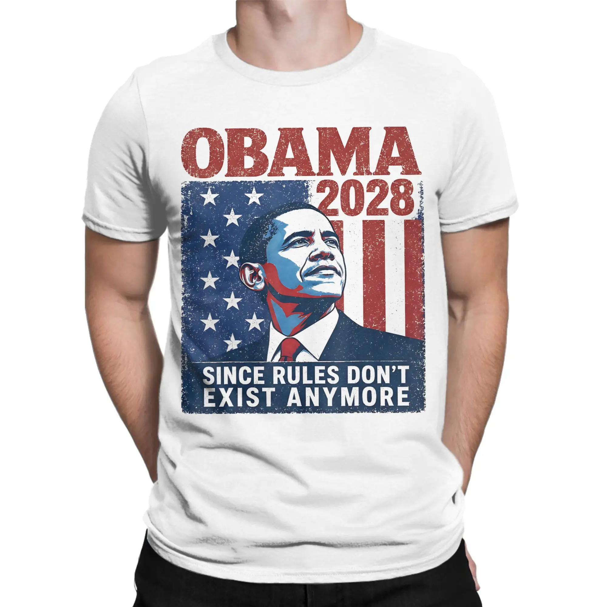 Men T-Shirt Obama 2028 Since Rules Don't Exist Anymore T-Shirts Popular  Beach Tees Classic Casual Cotton Tops Birthday Gift