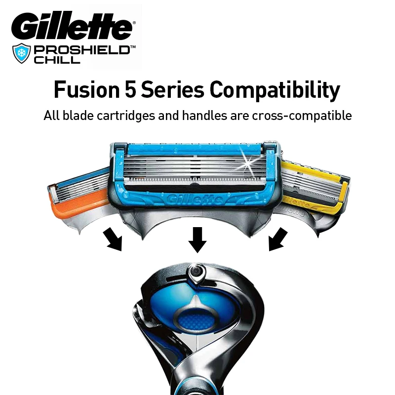 عبوات ماكينة حلاقة جيليت برو جلايد شيلد للرجال 5 طبقات شفرات حلاقة ناعمة لحية 8 شفرات عبوات