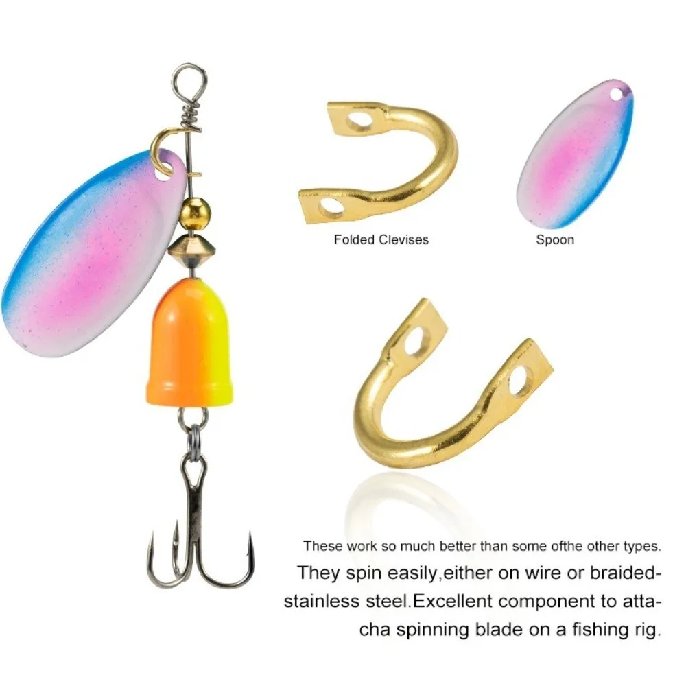 Sliver/Gold Color Fishing Spinners Brass Material 100pcs Easy Spin Clevises U-Shaped Structure Easy-Spin Design