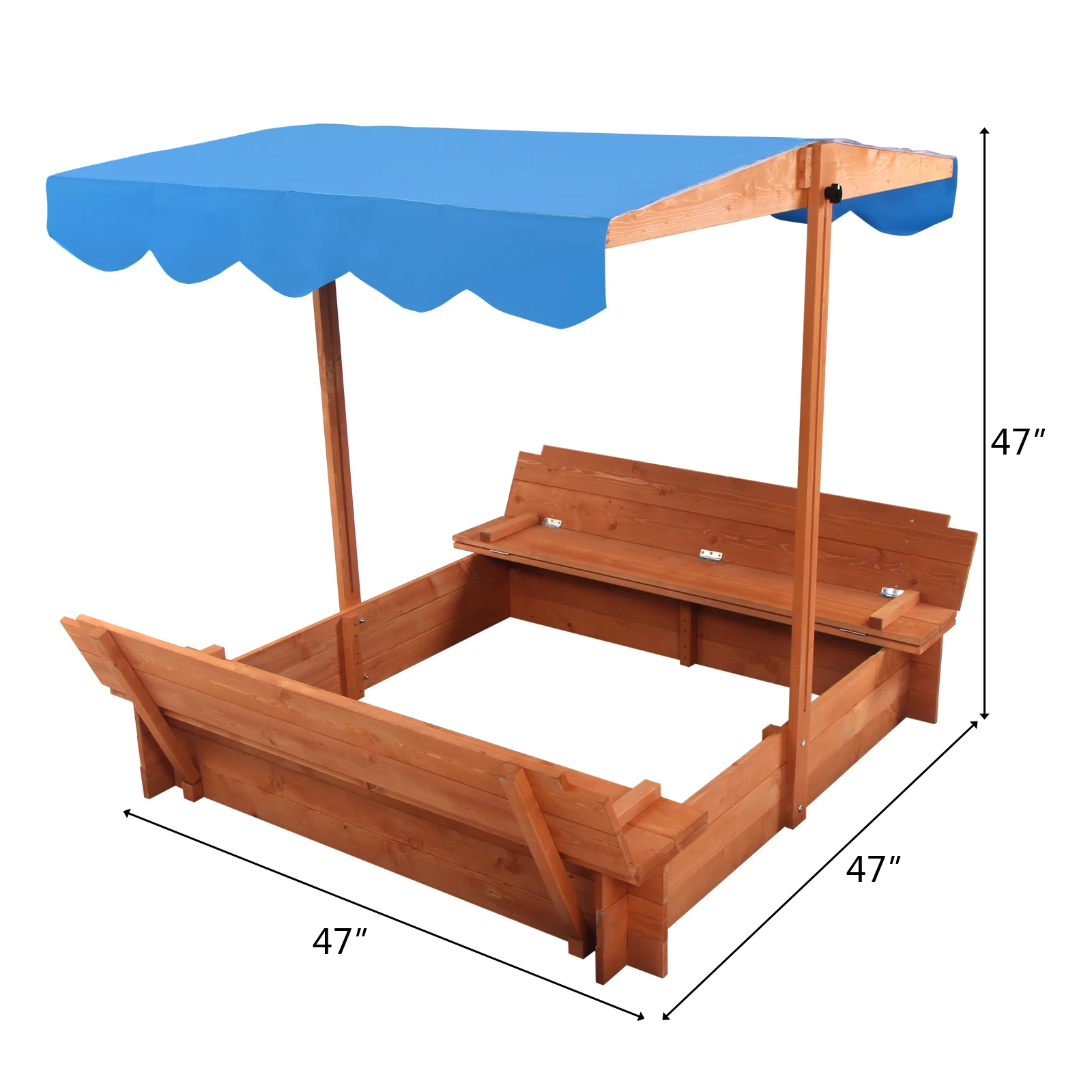 Wooden Sandbox with Convertible Cover Kids Outdoor Backyard Bench Play Sand Box kids toys