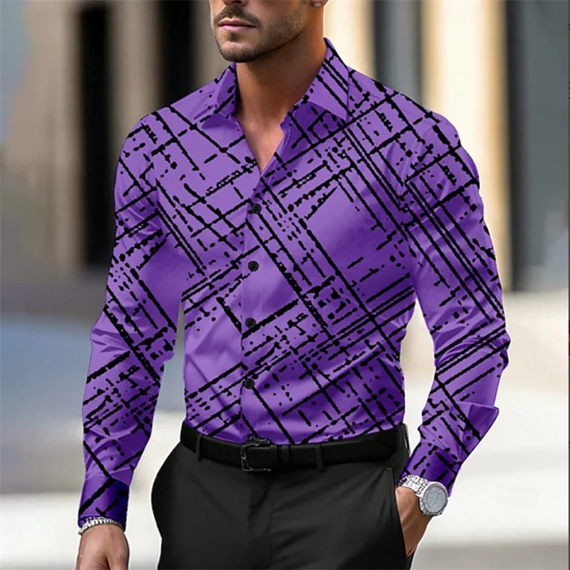 3D Printed Pattern Men's Long Sleeve Shirt Casual Long Sleeve Dot Street Clothing Comfort Button Fashion