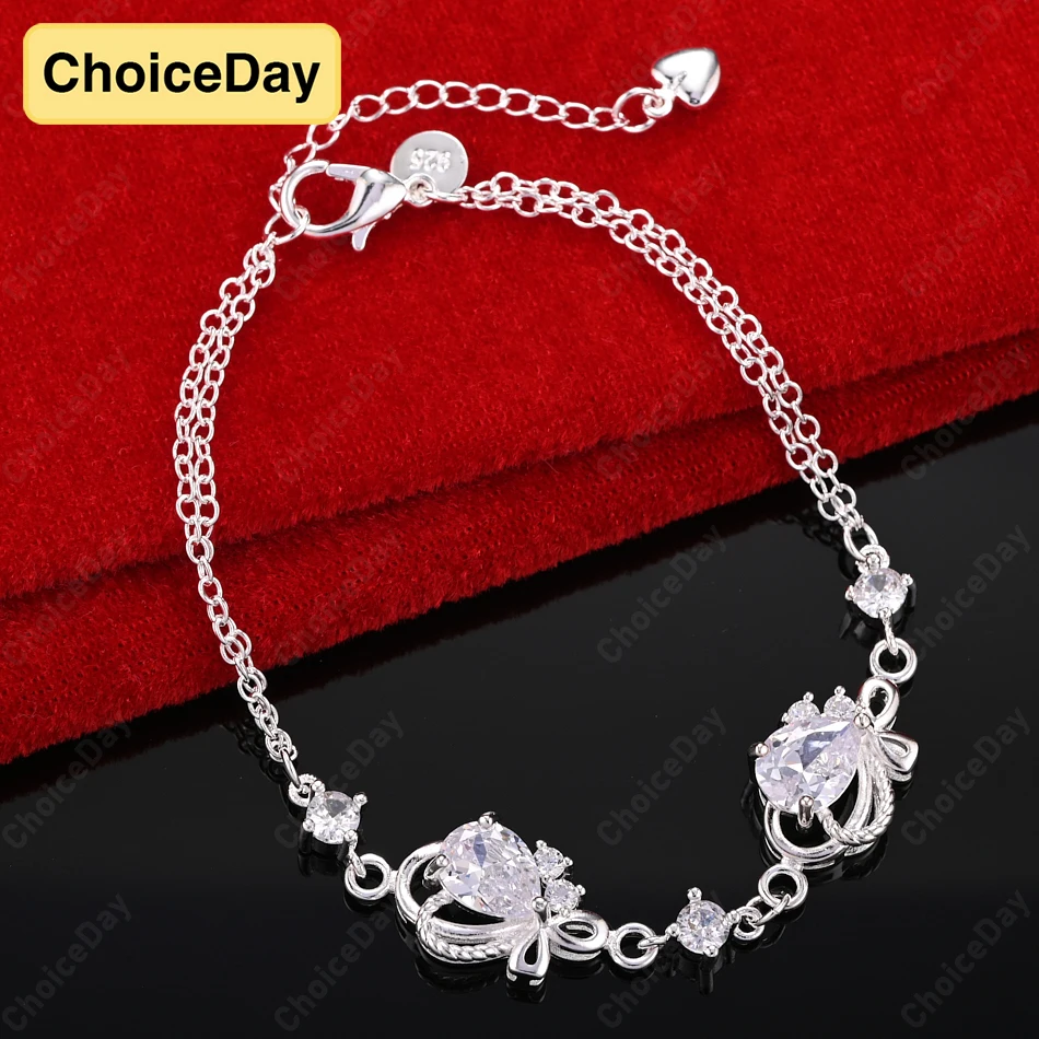 

ChoiceDay 8 Inch 925 Sterling Silver 20cm Luxury Zirconia Bracelet Women Fashion Party Accessories Jewelry