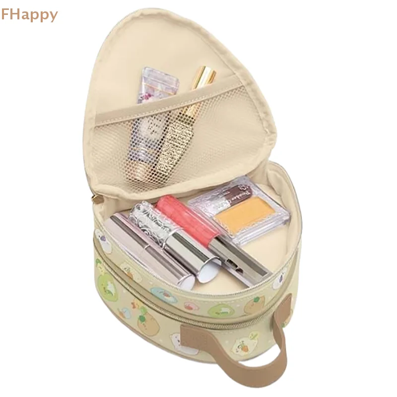 Kawaii PU Leather Large Capacity Rice Ball Storage Bag Cute Creative Women Cosmetic Bag Sundries Toy Organizer