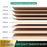 Thickness 1.5/2/3/4/5/6/8/10mm Handmade Basswood Surface Smooth Board Plywood for DIY Building Model Wooden Plane Boat Material