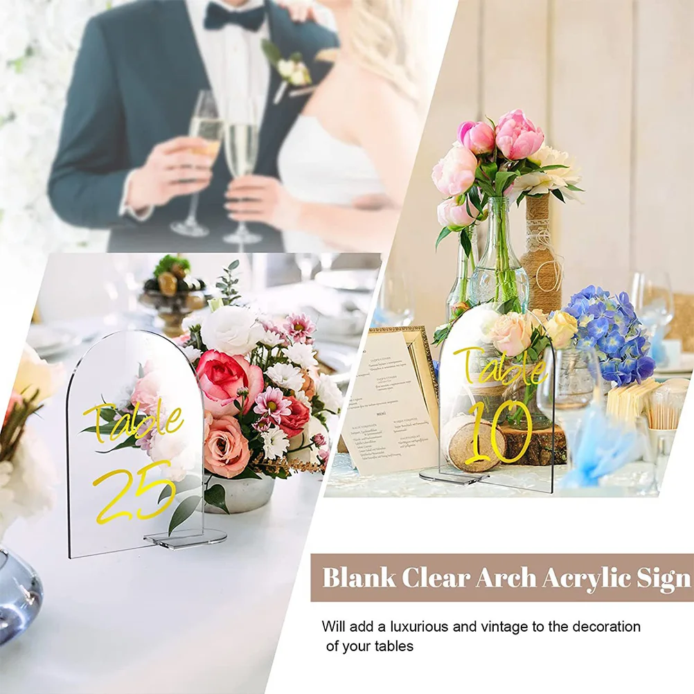 

5set Acrylic Table Number Display Stands Clear Wedding Seating Signs Anti-Fall Stable Easy Cleaning Multi-Function Label Stand