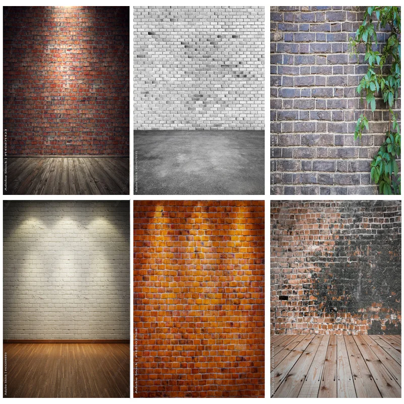 

Vintage Brick Wall Wood Floor Photography Backdrops Portrait Photo Background Studio Prop 211218 ZXX-08