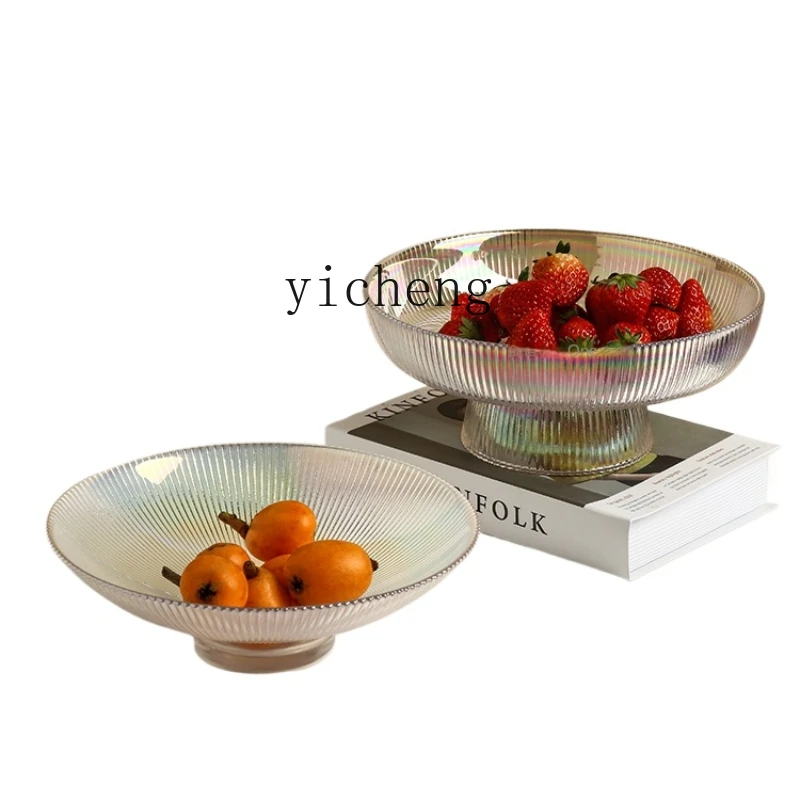 ZL Light Luxury Glass Fruit Plate Living Room Home Modern and Unique Creative Coffee Table Snack Dish