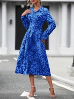 Elegant Random Print Button Down Shirt Dress Women's Long Sleeve Belted Waist Midi Dress Spring Fall Office Casual Dress - Image 3