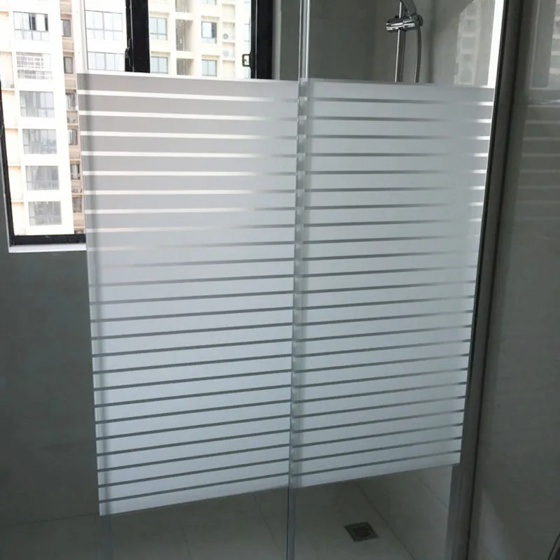 Matte Frosted Window Film For Home Stripes Opaque Glass Window Privacy Film Heat Insulation Self Adhesive Glass Sticker