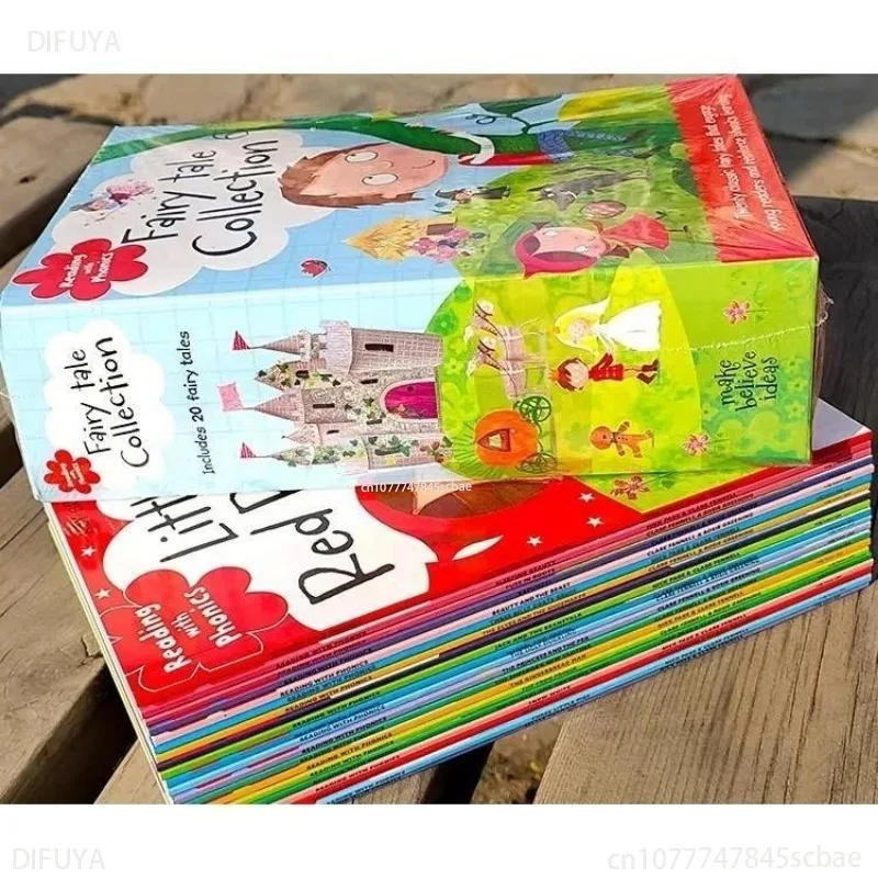 

20 Books/Set Reading with Phonics Fairy Tale English Picture Book Little Red Riding Hood Early Education Baby Comic Contain