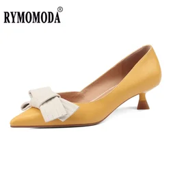 Mid Heels Women Pumps Sheepskin Genuine Leather Pointed Toe Sheepskin Insole Pigskin Lining Spring Handmade Shoes Big Size 41 42