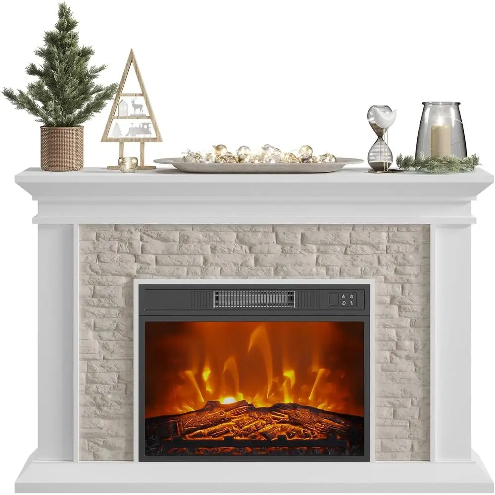 

Freestanding Electric Fireplace Heater with 23 LED Insert, Touchscreen Controls for Flame Brightness and Speed, 1400W