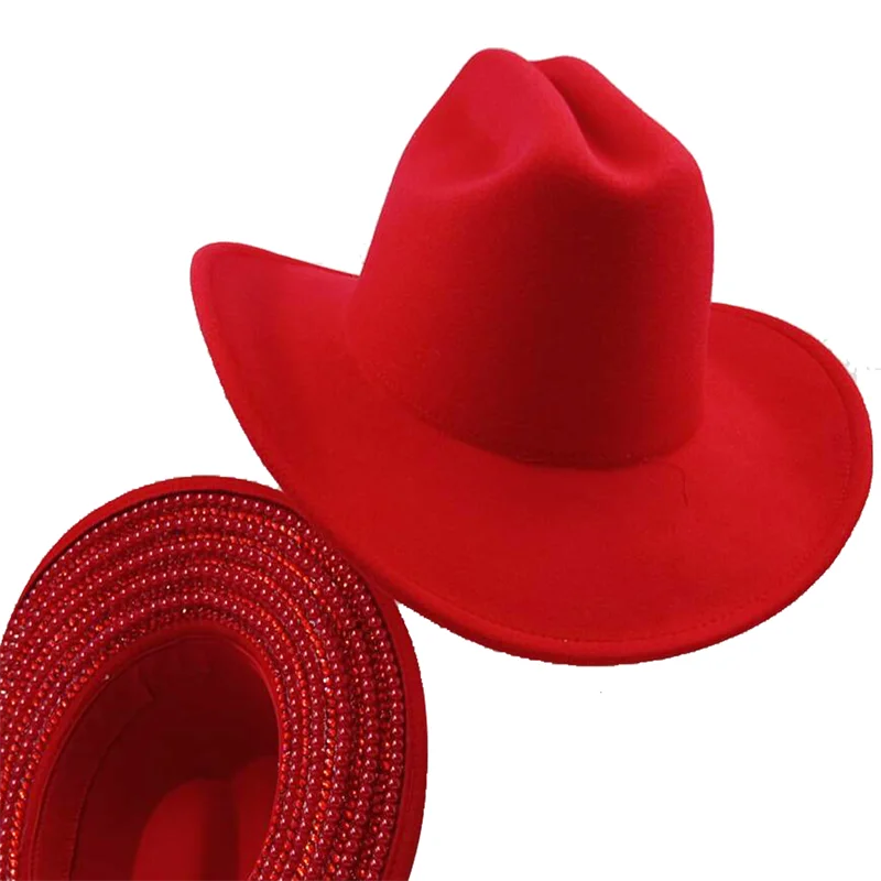 Pearl Series Western Cowboy Hat Men's Hat Gentlemen's Women's Jazz Cowboy with Leather Wide Edge Cape Hat Church Hat