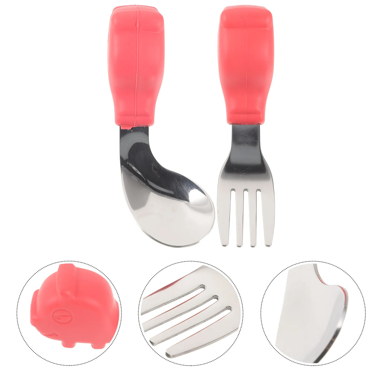 

1Set Baby Stainless Steel Spoon Fork Set for Feeding Training Toddler Utensils Eating Tools Portable Lightweight