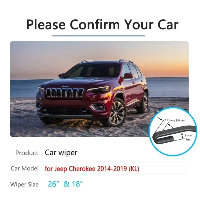 For Jeep Cherokee KL 2014 2015 2016 2017 2018 2019 Car Wiper Blades Front Window Windscreen Windshield Car Accessories Stickers