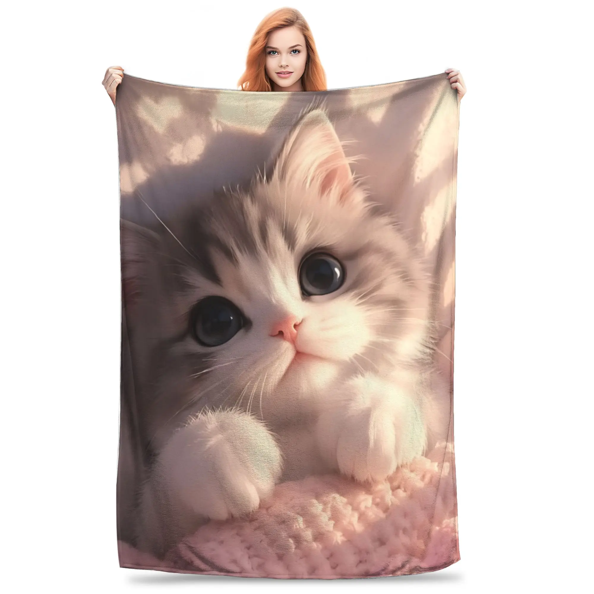 1PC British Shorthair Cat  Winter Blankets for Adults Bedding Home Interior Sofa Knee Black Friday Deals